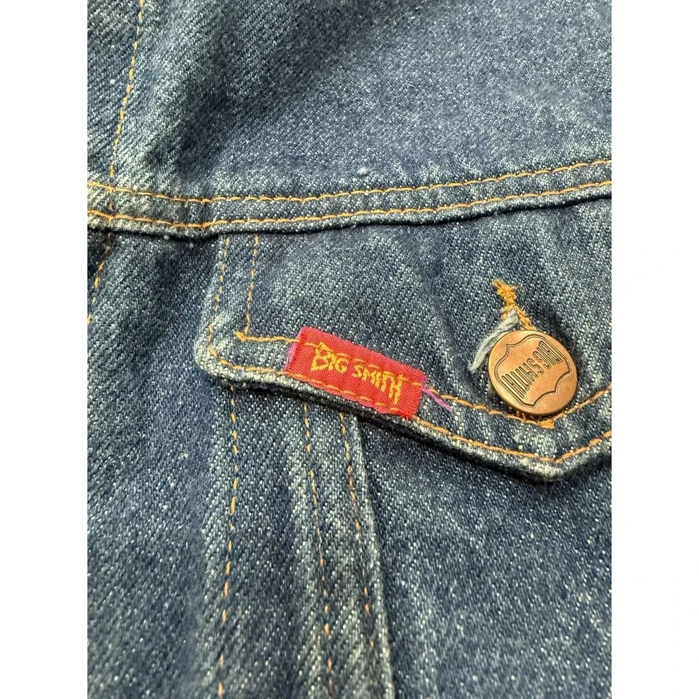 VTG 70s Mens Big Smith Dark Denim Chore‎ Coat Barn Jacket Large Made USA